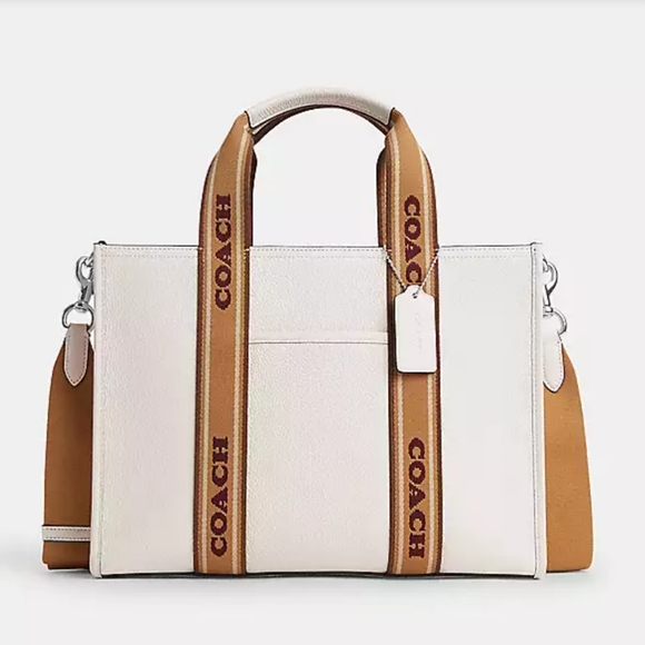 Coach Handbags - New! Best Seller! Smith Tote in Silver/Chalk Multi - White